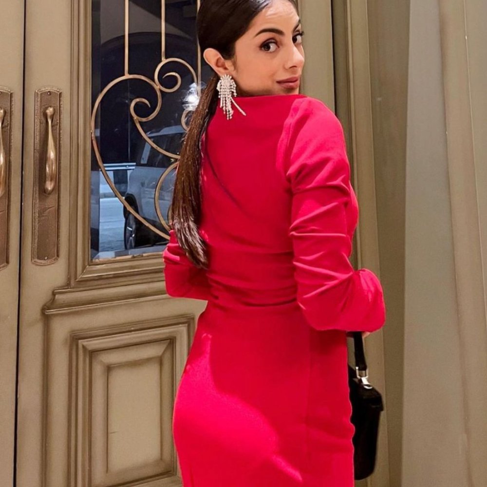 ZARA RED DRAPED SHEATH MIDI MAXI DRESS $129.90 - Picture 5 of 11